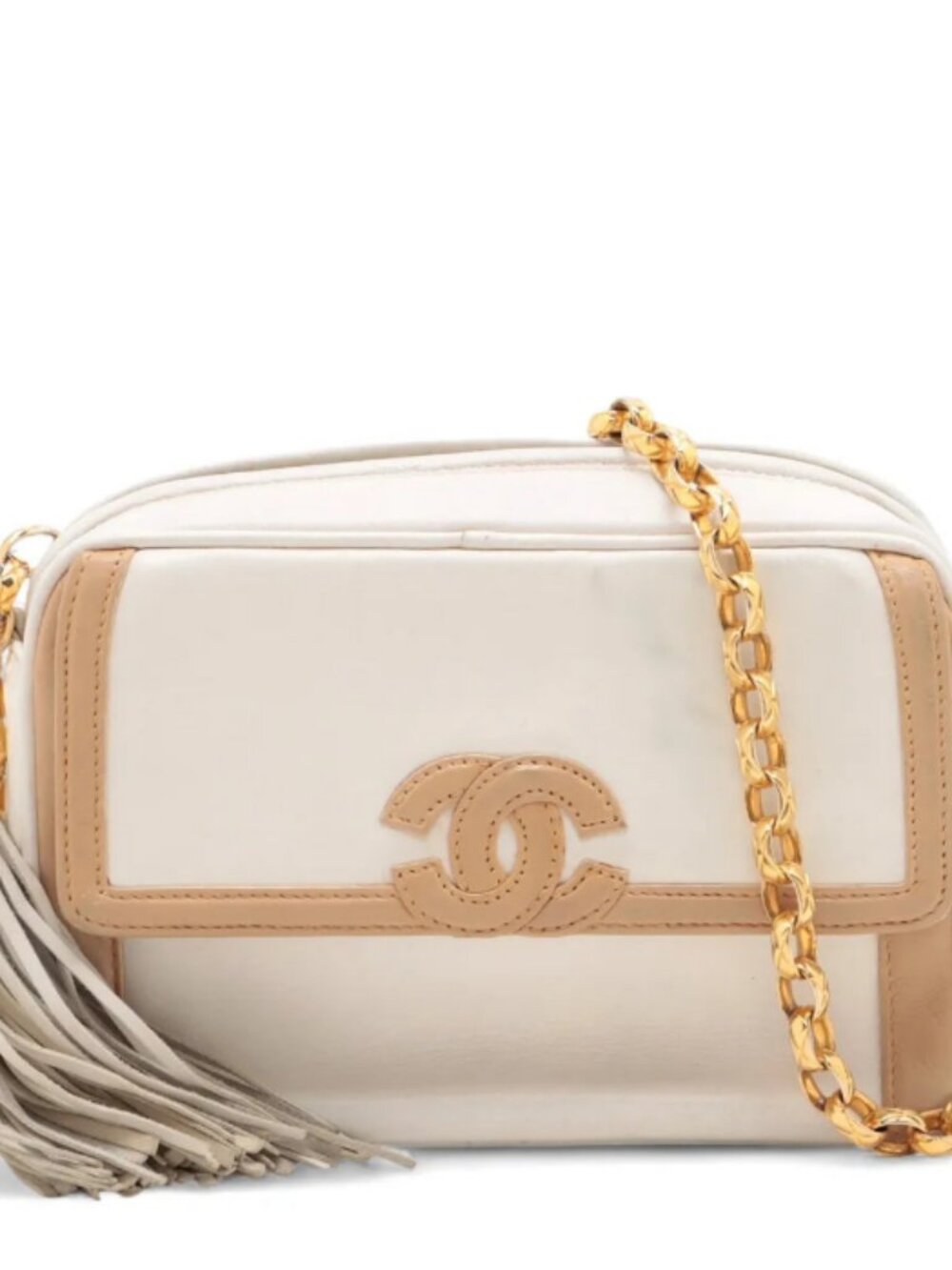 Chanel CC Logo Lambskin Chain Shoulder Bag White